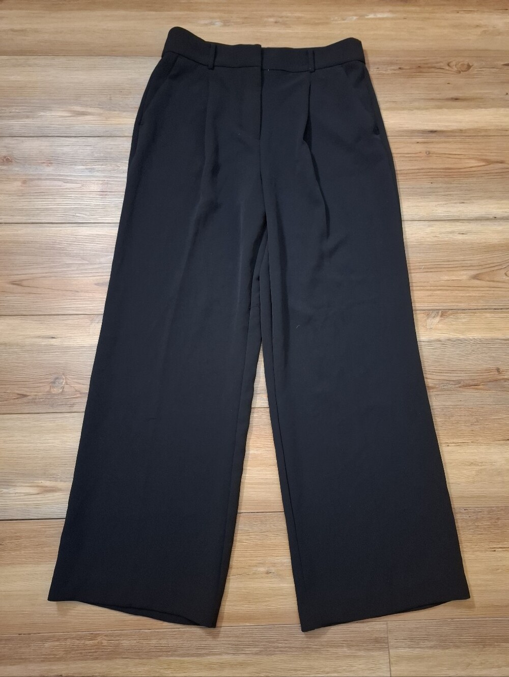 Loft Peyton Trousers Women's 10 Black Wide Leg Dress Pants
